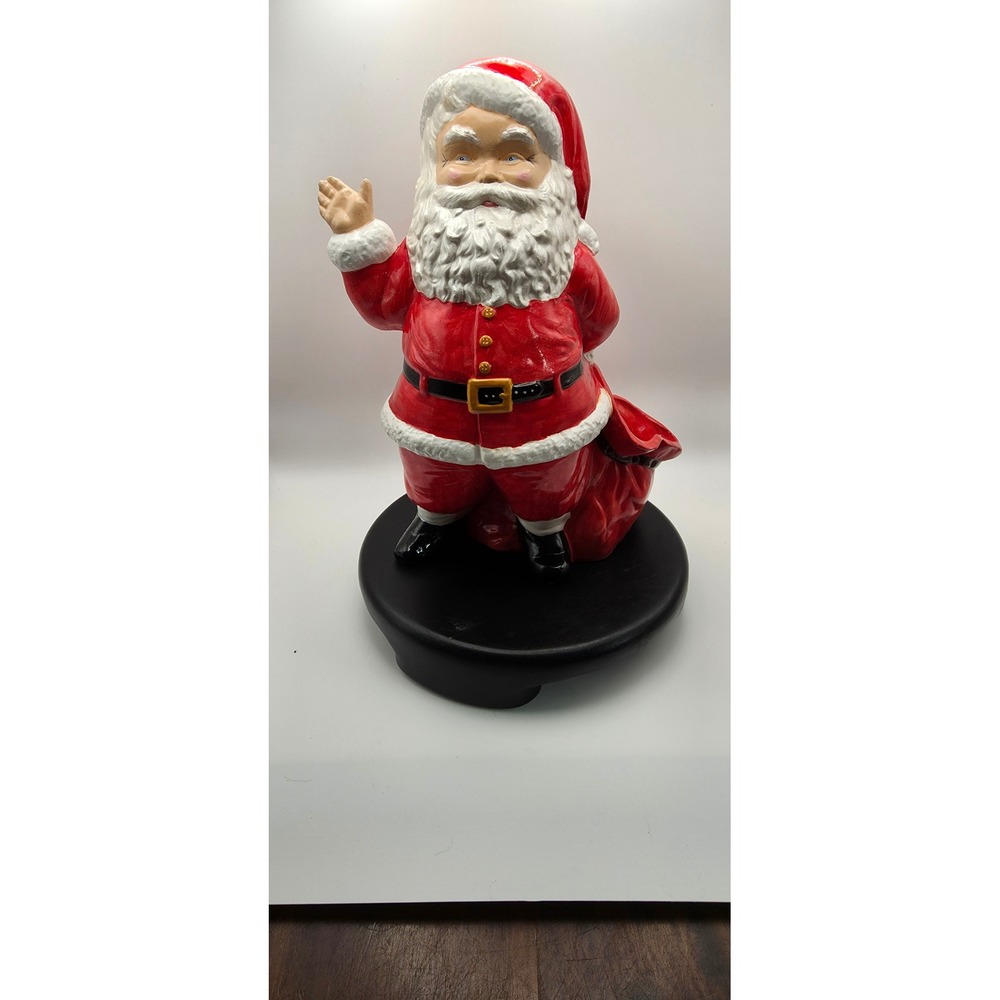 Vintage Duncan Ceramics Santa Claus Figurine Red Suit Toy Sack Planter 11.5"